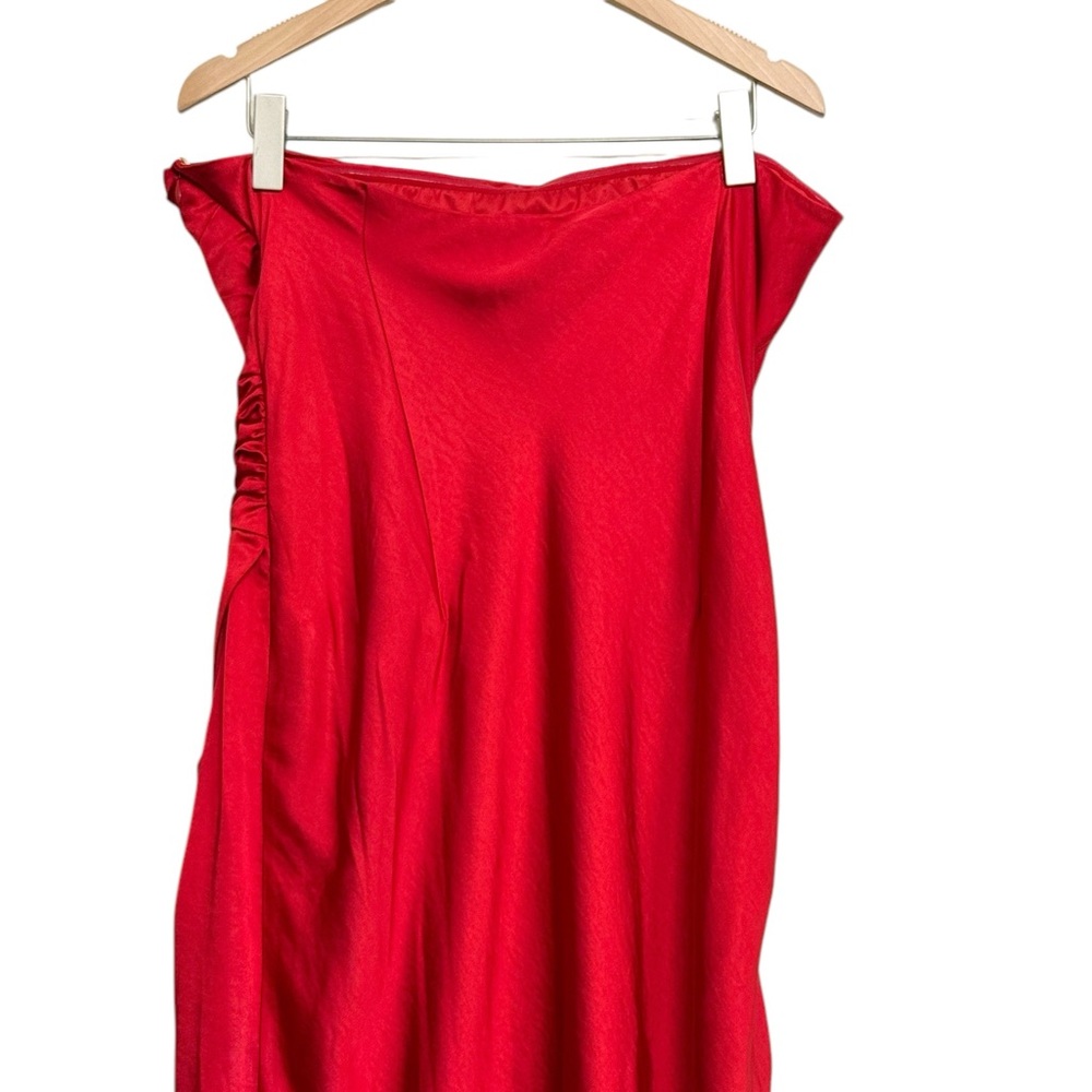 NWT Meshki Aminah Draped Strapless Satin Maxi Dress in red Size XXL - Picture 10 of 16